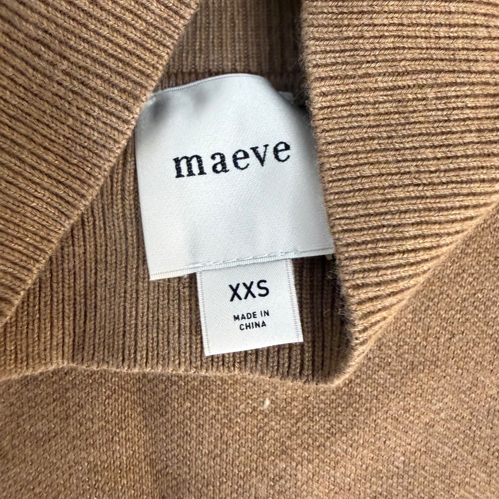 Maeve Anthropologie Mock Neck Sleeveless Scalloped Hem Knit Top Brown Pink XXS - Picture 7 of 7